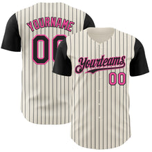 Load image into Gallery viewer, Custom Cream Black Pinstripe Pink Authentic Two Tone Baseball Jersey