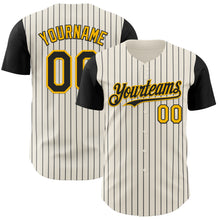 Load image into Gallery viewer, Custom Cream Black Pinstripe Gold Authentic Two Tone Baseball Jersey