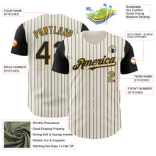 Load image into Gallery viewer, Custom Cream Black Pinstripe Old Gold Authentic Two Tone Baseball Jersey