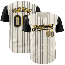 Load image into Gallery viewer, Custom Cream Black Pinstripe Old Gold Authentic Two Tone Baseball Jersey