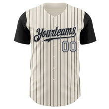 Load image into Gallery viewer, Custom Cream Black Pinstripe Gray Authentic Two Tone Baseball Jersey