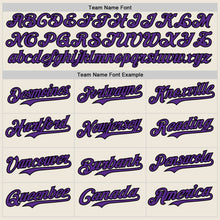 Load image into Gallery viewer, Custom Cream Black Pinstripe Purple Authentic Two Tone Baseball Jersey