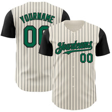 Load image into Gallery viewer, Custom Cream Black Pinstripe Kelly Green Authentic Two Tone Baseball Jersey
