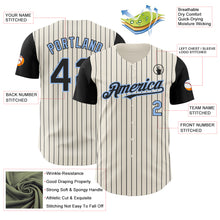 Load image into Gallery viewer, Custom Cream Black Pinstripe Light Blue Authentic Two Tone Baseball Jersey