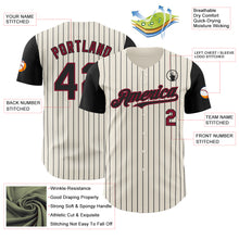 Load image into Gallery viewer, Custom Cream Black Pinstripe Crimson Authentic Two Tone Baseball Jersey