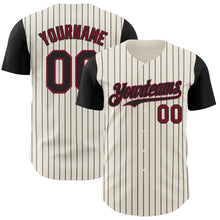 Load image into Gallery viewer, Custom Cream Black Pinstripe Crimson Authentic Two Tone Baseball Jersey