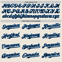 Load image into Gallery viewer, Custom Cream Black Pinstripe Electric Blue Authentic Two Tone Baseball Jersey