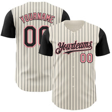 Load image into Gallery viewer, Custom Cream Black Pinstripe Medium Pink Authentic Two Tone Baseball Jersey