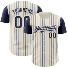 Загрузить изображение в средство просмотра галереи, Custom Cream Navy Pinstripe Navy Authentic Two Tone Baseball Jersey