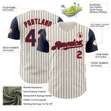 Загрузить изображение в средство просмотра галереи, Custom Cream Navy Pinstripe Red Authentic Two Tone Baseball Jersey
