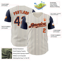 Load image into Gallery viewer, Custom Cream Navy Pinstripe Orange Authentic Two Tone Baseball Jersey