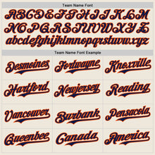 Load image into Gallery viewer, Custom Cream Navy Pinstripe Orange Authentic Two Tone Baseball Jersey