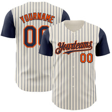 Load image into Gallery viewer, Custom Cream Navy Pinstripe Orange Authentic Two Tone Baseball Jersey