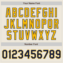 Загрузить изображение в средство просмотра галереи, Custom Cream Navy Pinstripe Gold Authentic Two Tone Baseball Jersey