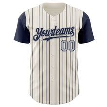 Load image into Gallery viewer, Custom Cream Navy Pinstripe Gray Authentic Two Tone Baseball Jersey