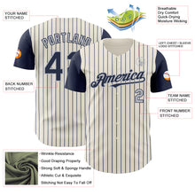 Load image into Gallery viewer, Custom Cream Navy Pinstripe Gray Authentic Two Tone Baseball Jersey