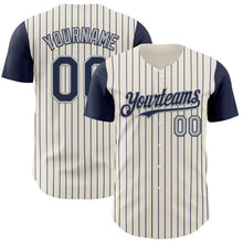 Load image into Gallery viewer, Custom Cream Navy Pinstripe Gray Authentic Two Tone Baseball Jersey