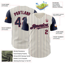 Load image into Gallery viewer, Custom Cream Navy Pinstripe Crimson Authentic Two Tone Baseball Jersey