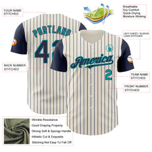 Загрузить изображение в средство просмотра галереи, Custom Cream Navy Pinstripe Teal Authentic Two Tone Baseball Jersey
