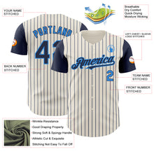 Charger l'image dans la galerie, Custom Cream Navy Pinstripe Electric Blue Authentic Two Tone Baseball Jersey