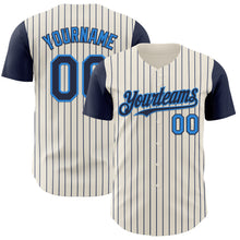 Charger l'image dans la galerie, Custom Cream Navy Pinstripe Electric Blue Authentic Two Tone Baseball Jersey