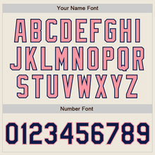 Load image into Gallery viewer, Custom Cream Navy Pinstripe Medium Pink Authentic Two Tone Baseball Jersey