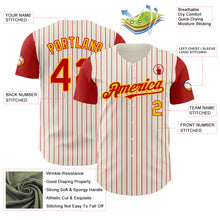 Load image into Gallery viewer, Custom Cream Red Pinstripe Gold Authentic Two Tone Baseball Jersey
