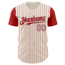 Load image into Gallery viewer, Custom Cream Red Pinstripe Gray Authentic Two Tone Baseball Jersey