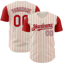 Load image into Gallery viewer, Custom Cream Red Pinstripe Gray Authentic Two Tone Baseball Jersey