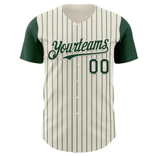 Загрузить изображение в средство просмотра галереи, Custom Cream Green Pinstripe Green Authentic Two Tone Baseball Jersey