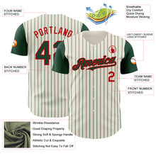 Загрузить изображение в средство просмотра галереи, Custom Cream Green Pinstripe Red Authentic Two Tone Baseball Jersey