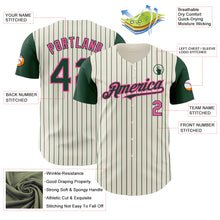 Load image into Gallery viewer, Custom Cream Green Pinstripe Pink Authentic Two Tone Baseball Jersey