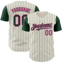 Load image into Gallery viewer, Custom Cream Green Pinstripe Pink Authentic Two Tone Baseball Jersey