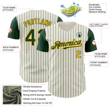 Load image into Gallery viewer, Custom Cream Green Pinstripe Gold Authentic Two Tone Baseball Jersey