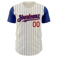 Загрузить изображение в средство просмотра галереи, Custom Cream Royal Pinstripe Red Authentic Two Tone Baseball Jersey