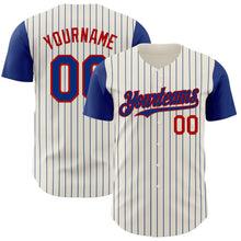 Загрузить изображение в средство просмотра галереи, Custom Cream Royal Pinstripe Red Authentic Two Tone Baseball Jersey