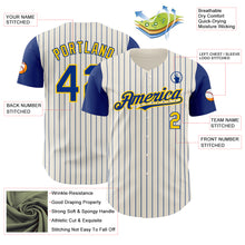 Load image into Gallery viewer, Custom Cream Royal Pinstripe Yellow Authentic Two Tone Baseball Jersey