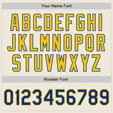 Load image into Gallery viewer, Custom Cream Royal Pinstripe Yellow Authentic Two Tone Baseball Jersey