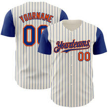 Load image into Gallery viewer, Custom Cream Royal Pinstripe Orange Authentic Two Tone Baseball Jersey