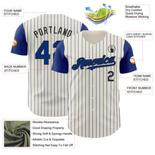 Load image into Gallery viewer, Custom Cream Royal Pinstripe Black Authentic Two Tone Baseball Jersey
