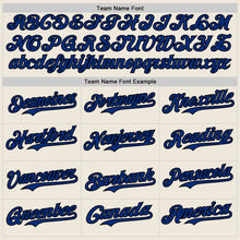 Load image into Gallery viewer, Custom Cream Royal Pinstripe Black Authentic Two Tone Baseball Jersey