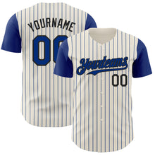 Load image into Gallery viewer, Custom Cream Royal Pinstripe Black Authentic Two Tone Baseball Jersey
