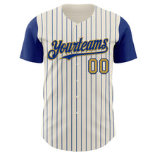 Загрузить изображение в средство просмотра галереи, Custom Cream Royal Pinstripe Old Gold Authentic Two Tone Baseball Jersey
