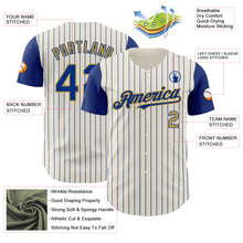 Загрузить изображение в средство просмотра галереи, Custom Cream Royal Pinstripe Old Gold Authentic Two Tone Baseball Jersey