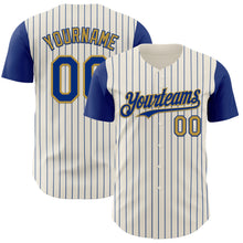 Загрузить изображение в средство просмотра галереи, Custom Cream Royal Pinstripe Old Gold Authentic Two Tone Baseball Jersey