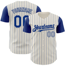 Load image into Gallery viewer, Custom Cream Royal Pinstripe Gray Authentic Two Tone Baseball Jersey