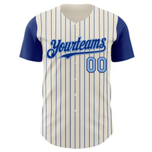 Загрузить изображение в средство просмотра галереи, Custom Cream Royal Pinstripe Light Blue Authentic Two Tone Baseball Jersey