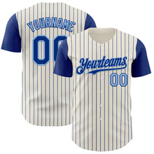 Загрузить изображение в средство просмотра галереи, Custom Cream Royal Pinstripe Light Blue Authentic Two Tone Baseball Jersey