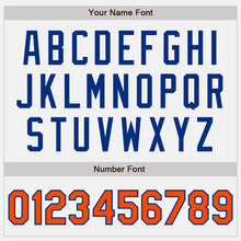 Load image into Gallery viewer, Custom White Orange Pinstripe Royal Authentic Two Tone Baseball Jersey