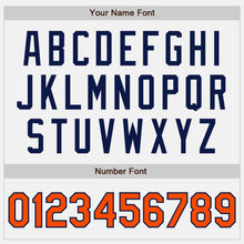Load image into Gallery viewer, Custom White Orange Pinstripe Navy Authentic Two Tone Baseball Jersey